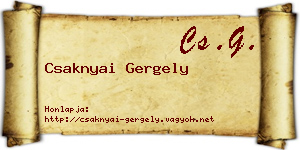 Csaknyai Gergely névjegykártya